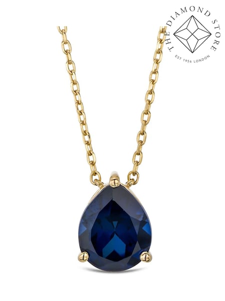 The Diamond Store Blue Astra 3.20ct Pear Cut Lab Sapphire Necklace in 18K Gold Vermeil (H78490) | €203