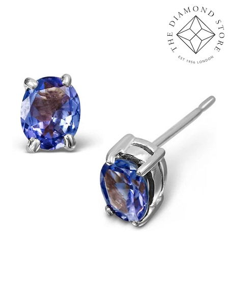 The Diamond Store Purple Studs 0.70ct Tanzanite Stone Earrings 9K in White Gold (H78491) | €325