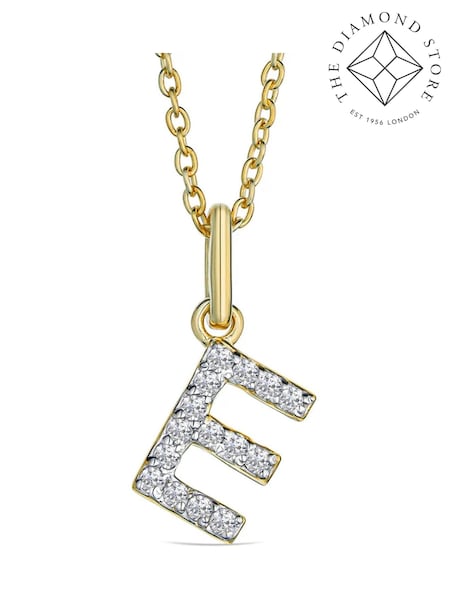 The Diamond Store White Love Letter Initial 0.10ct Lab Diamond Necklace in 18K Gold Vermeil (H78493) | €190