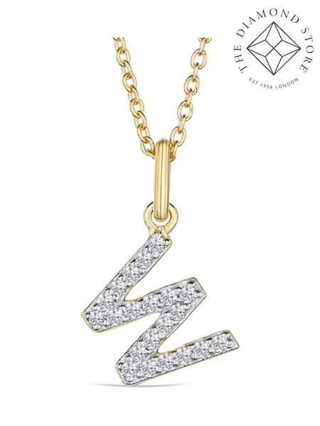 The Diamond Store White Love Letter Initial 0.10ct Lab Diamond Necklace in 18K Gold Vermeil (H78494) | €190
