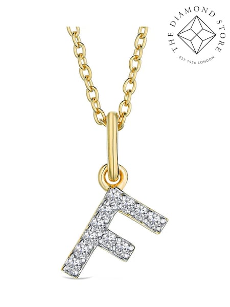 The Diamond Store White Love Letter Initial 0.10ct Lab Diamond Necklace in 18K Gold Vermeil (H78495) | €190