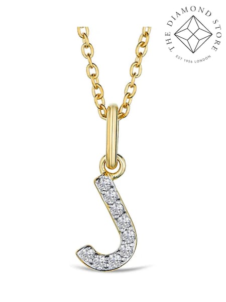 The Diamond Store White Love Letter Initial 0.10ct Lab Diamond Necklace in 18K Gold Vermeil (H78497) | €190