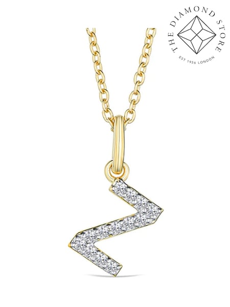 The Diamond Store White Love Letter Initial 0.10ct Lab Diamond Necklace in 18K Gold Vermeil (H78499) | €190