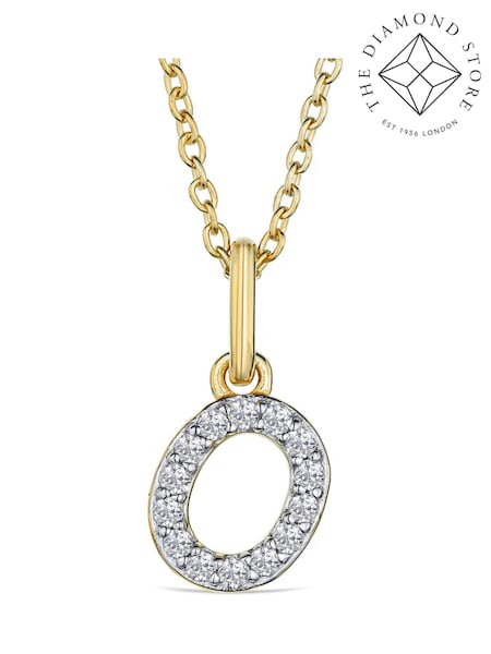 The Diamond Store White Love Letter Initial 0.10ct Lab Diamond Necklace in 18K Gold Vermeil (H78500) | €190