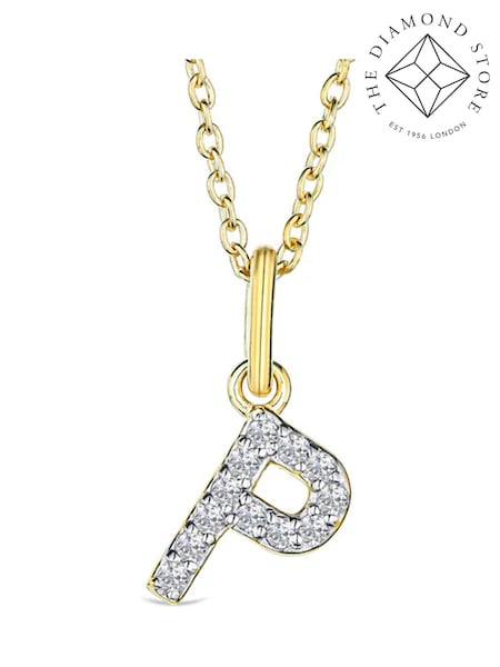 The Diamond Store White Love Letter Initial 0.10ct Lab Diamond Necklace in 18K Gold Vermeil (H78501) | €190