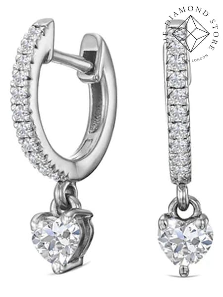 The Diamond Store White Stellato 0.50ct  Heart Huggies Earrings Lab Diamond in Silver (H78502) | €445