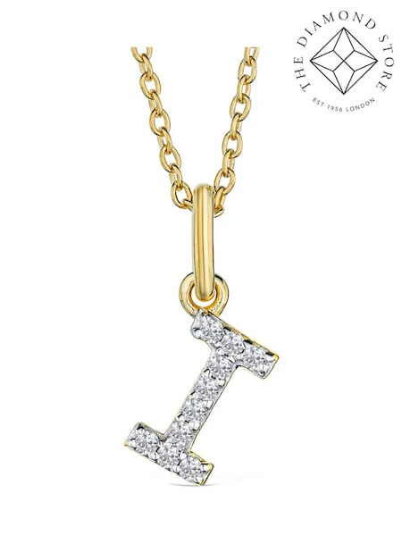 The Diamond Store White Love Letter Initial 0.10ct Lab Diamond Necklace in 18K Gold Vermeil (H78503) | €190