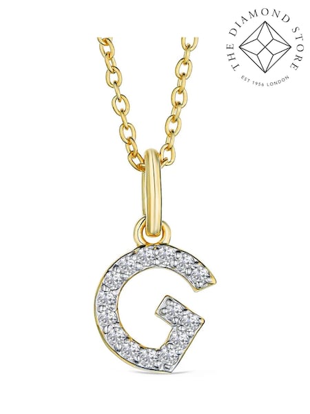 The Diamond Store White Love Letter Initial 0.10ct Lab Diamond Necklace in 18K Gold Vermeil (H78509) | €190