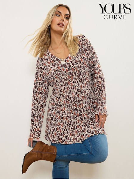 Castanho - Yours Curve Plisse Flute Tunic (H78511) | R$ 315