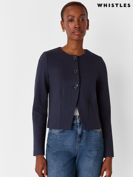 Whistles Blue Anne Ponte Button Jacket (H78535) | R$ 980