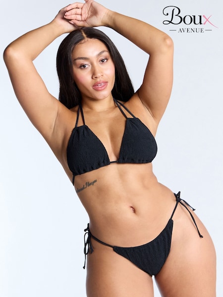 Boux Avenue Ibiza Texture Triangle Black Bikini Top (H78582) | OMR16