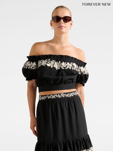Forever New Black Blaire Embroidery Top (H78606) | €69