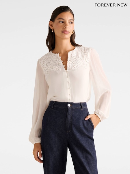 Forever New Zoe Lace Yoke Blouse (H78613) | 439 LEI
