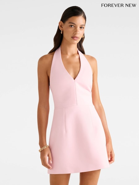 Forever New Pink Ricki Halter Neck Hook and Eye Mini Dress (H78620) | €140
