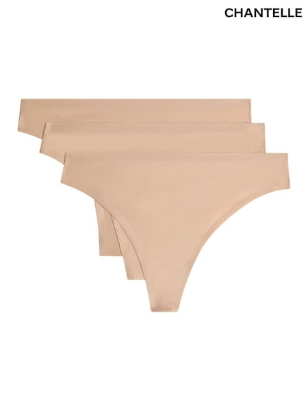 Chantelle One Size Soft Stretch Seamless Nude Thongs 3 Pack (H78642) | R$ 495