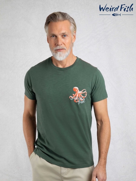 Weird Fish Green Porter Premium Graphic Print T-Shirt (H78792) | R$ 395
