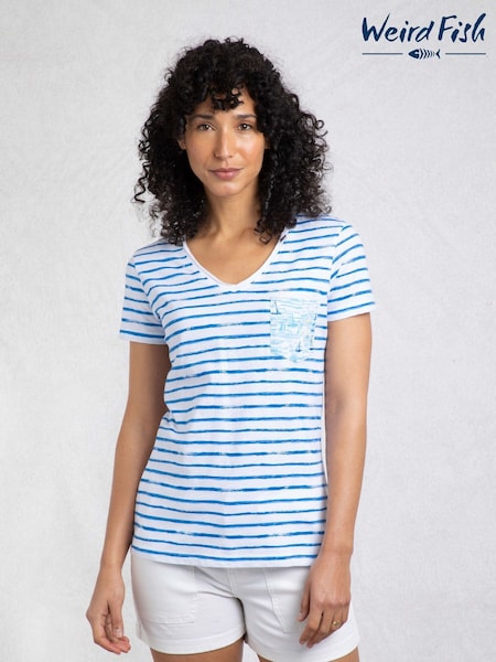 Weird Fish Blue Ericak Printed Pocket T-Shirt (H78806) | R$ 345 - R$ 395