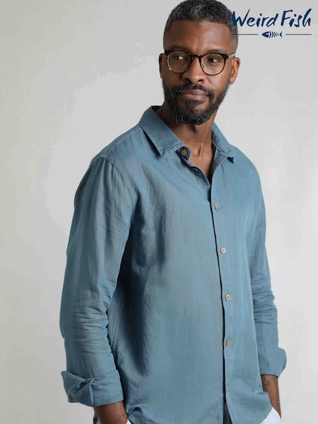 Weird Fish Shaun Linen Rich Long Sleeve Shirt (H78812) | R$ 790