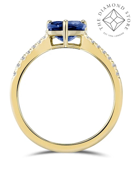 The Diamond Store Blue Astra 3.10ct H/SI Pear Cut Lab Sapphire Solitairewith Side Stones Ring in 18K Gold Vermeil (H78815) | €224