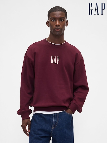 Gap Burgundy Red Oversized Heavyweight Logo Sweatshirt (H78839) | €64