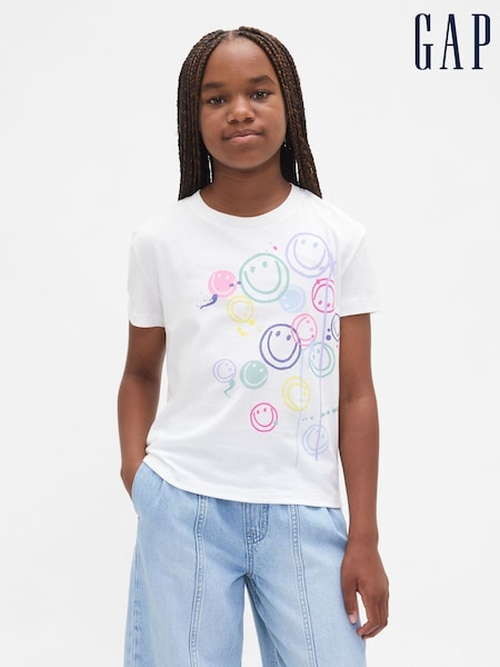 Gap White Graphic Crew Neck Short Sleeve T-Shirt (4-13yrs) (4-13yrs) (H78848) | €13