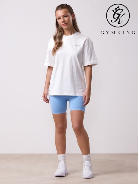 Gym King White Script Boyfriend T-Shirt (H78948) | €31