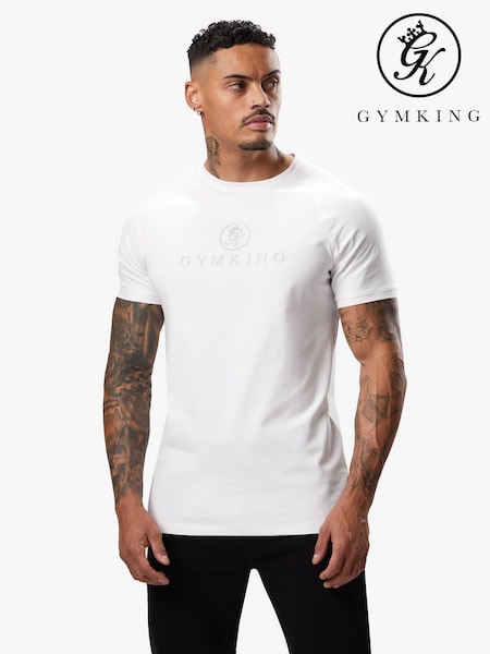 Gym King White Pro Logo Jersey T-Shirt (H78979) | AED163