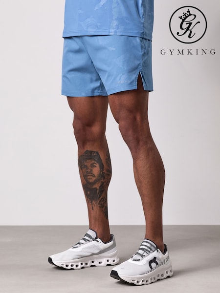 Gym King Blue Debossed Camo Shorts 5" (H78980) | R$ 345