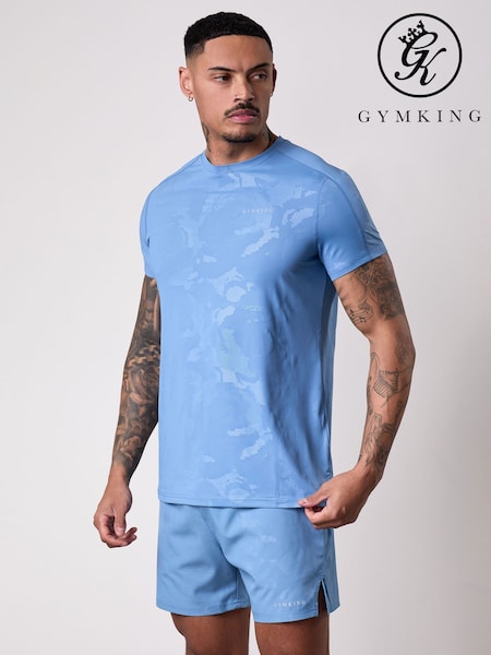 Gym King Blue Debossed Camo SS T-Shirt (H79343) | AED186