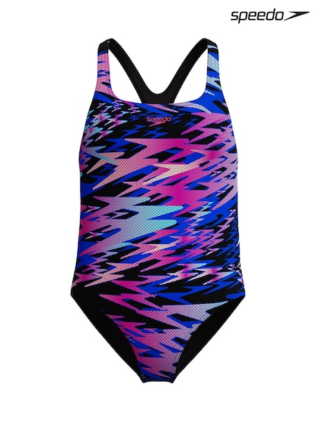 Speedo Black Hyperboom Print Medalist One Piece Swimsuit (H79556) | SGD 45
