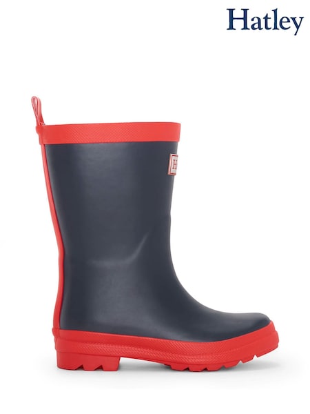 Hatley Blue Navy and Red Matte Rain Wellies (H79728) | €44
