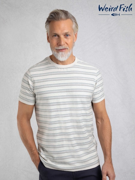 Weird Fish Grey Steve Textured Stripe T-Shirt (H79770) | AED204 - AED379