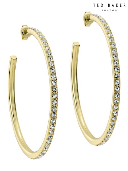 Ted Baker Gold Tone Large Claire Crystal Hoop Earrings (H79875) | €80
