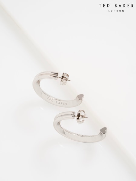 Ted Baker Silver Tone Large Hisla: Hidden Heart Hoop Earrings (H79879) | €60