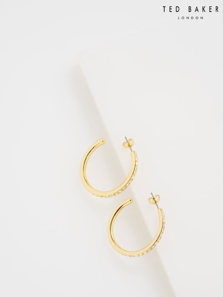 Ted Baker Gold Tone Clanci: Medium Crystal Hoop Earrings (H79886) | €60