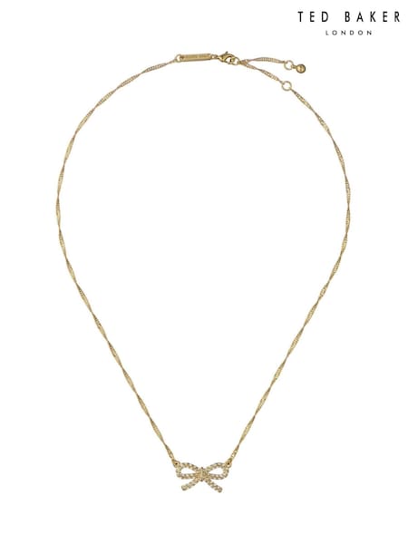 Ted Baker Gold Tone Ribah Crystal Ribbon Bow Pendant Necklace (H79888) | €60
