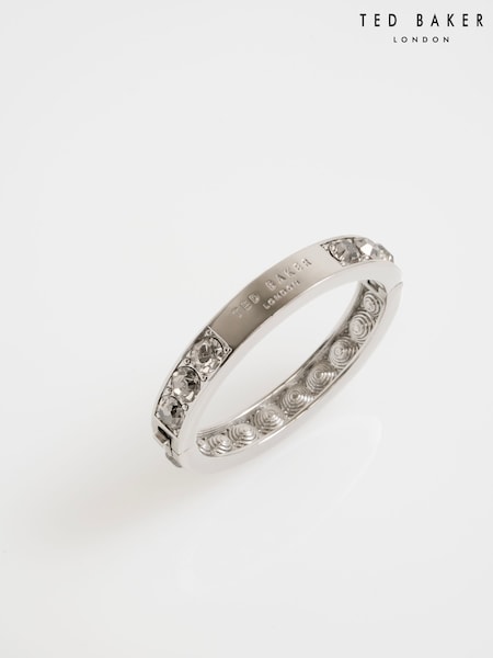 Ted Baker Silver Tone Rosie: Crystal Rock Hinged Bangle Bracelet (H79890) | €99