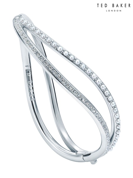 Ted Baker Silver Wavie Jewelled Wave Hinged Bangle Bracelet (H79896) | €86