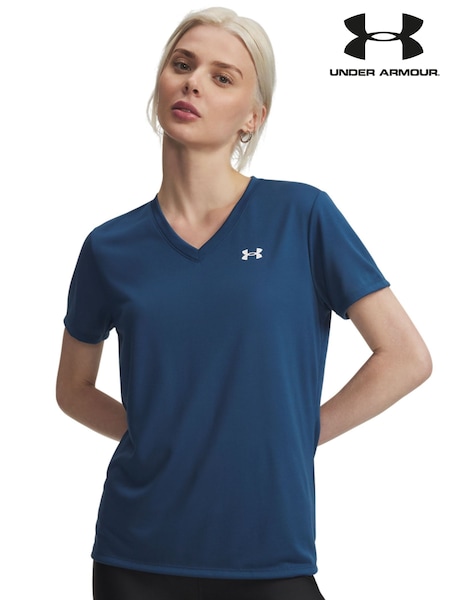 Under Armour Blue Tech V-Neck Solid T-Shirt (H80110) | AED157