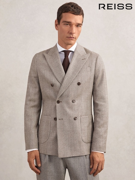 Reiss Brown Pinto Peak Herringbone Jacket (H80179) | €590