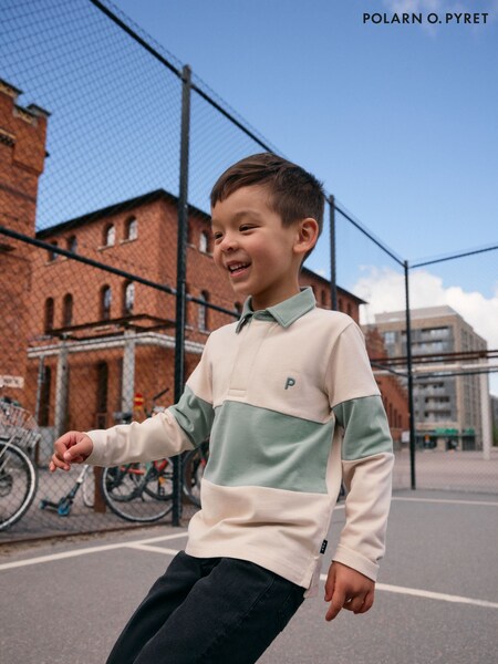 Polarn O. Pyret Green Organic Striped Rugby Shirt (H80188) | R$ 275