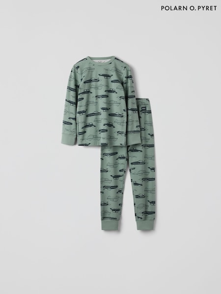 Polarn O. Pyret Green Cotton Print Pyjamas (H80194) | €37