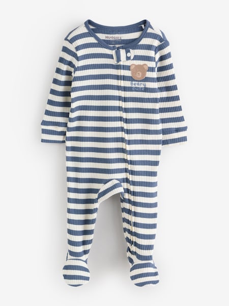 Huggies Stripe Zip Footed Brown Sleepsuit With Bear Detail (H80275) | R$ 195