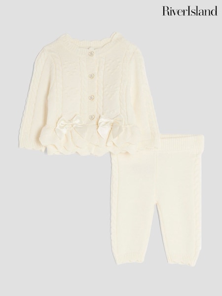 River Island Cream Baby Girls Peplum Cardigan (H80531) | AED169
