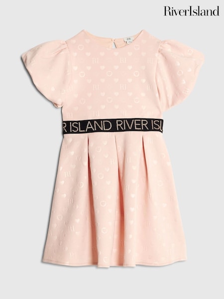 River Island Pink Girls Embossed Scuba Dress (H80578) | €42