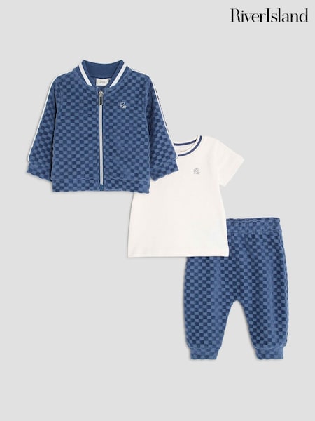 River Island Blue Baby Boys Velour Zip Thru Set (H80583) | €45