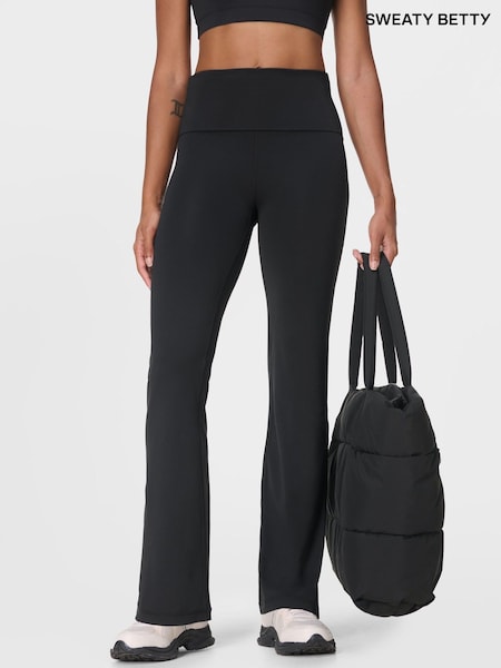 Sweaty Betty Black All Day Foldover Waist Trousers (H80607) | €99