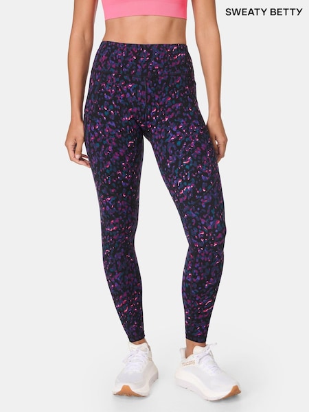 Sweaty Betty Black Liquid Dab Print Full Length Power Embossed Workout Leggings (H80627) | €112