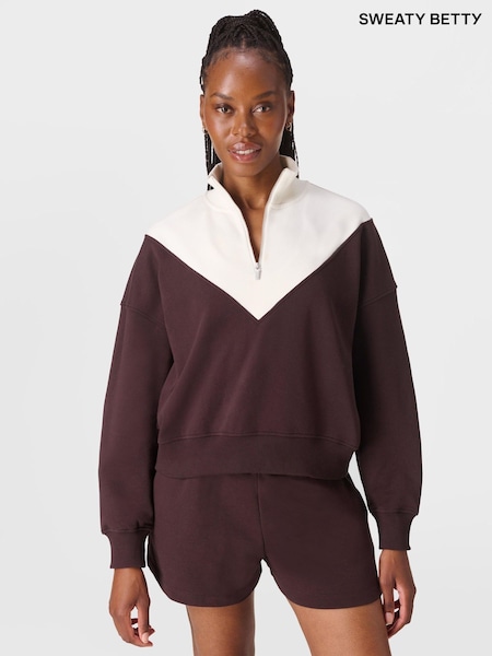 Sweaty Betty Brown Revive Crop Half Zip Jumper (H80635) | €93