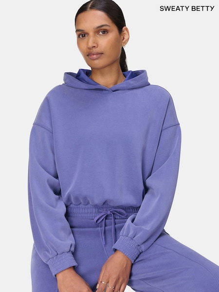 Sweaty Betty Blue Sand Wash Cloud Weight Crop Sweat Top (H80645) | €134